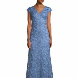Tadashi Shoji Levant Floral Lace Blue Stone Dress